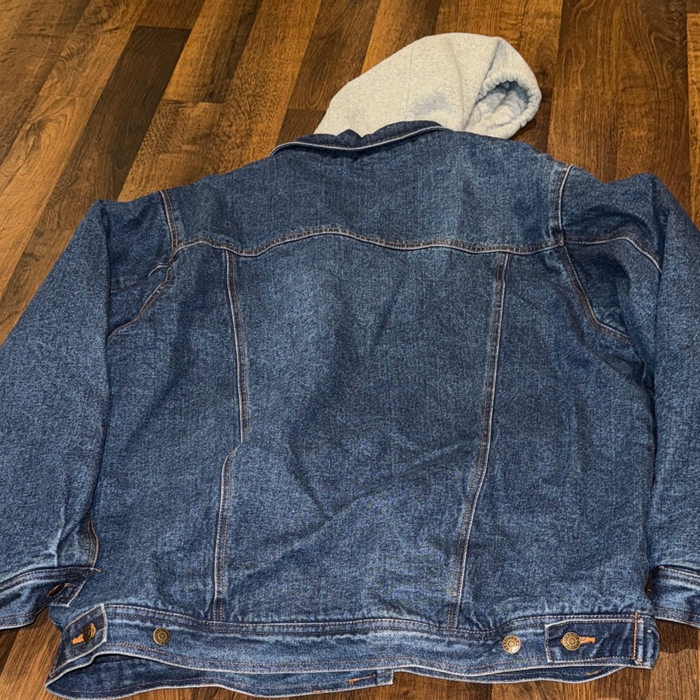 Vintage Oscar Jeans Mens Denim Jacket with Gray Hood size XXL - Picture 7 of 7